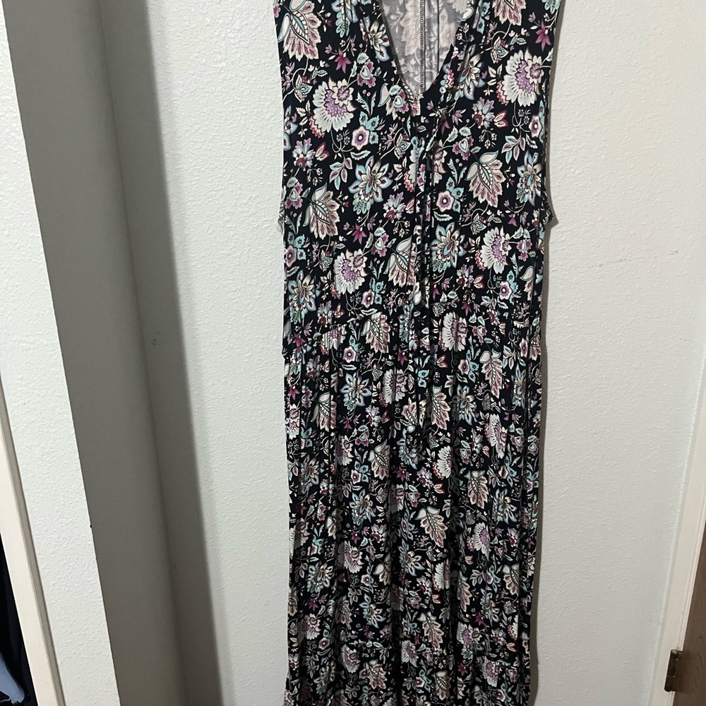 Floral Sleeveless Dress - Black and Pink